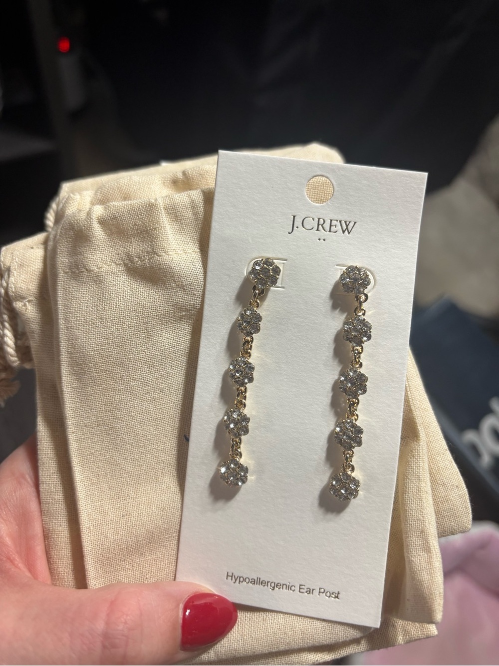 J. Crew Gold-Tone Linear Crystal Drop Earrings